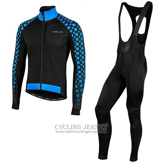 2019 Cycling Jersey Nalini Crit 3l 2.0 Black Blue Long Sleeve And Bib Tight